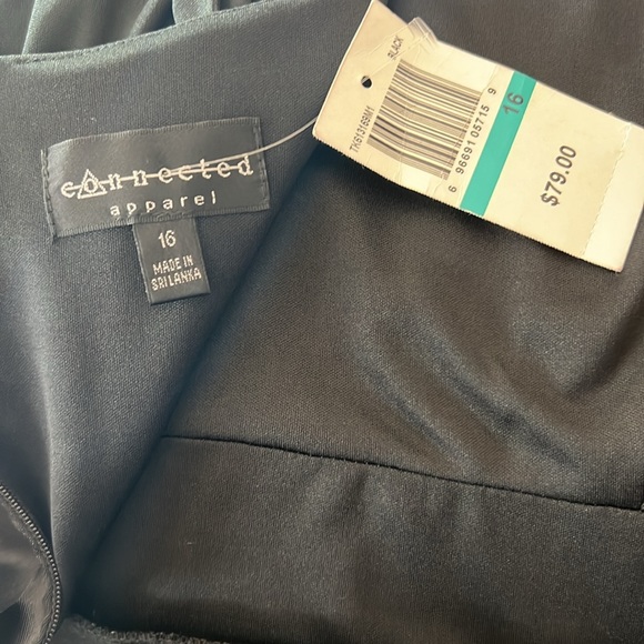 Connected Apparel - black satin like sleeveless dress, size 16. - Picture 7 of 9